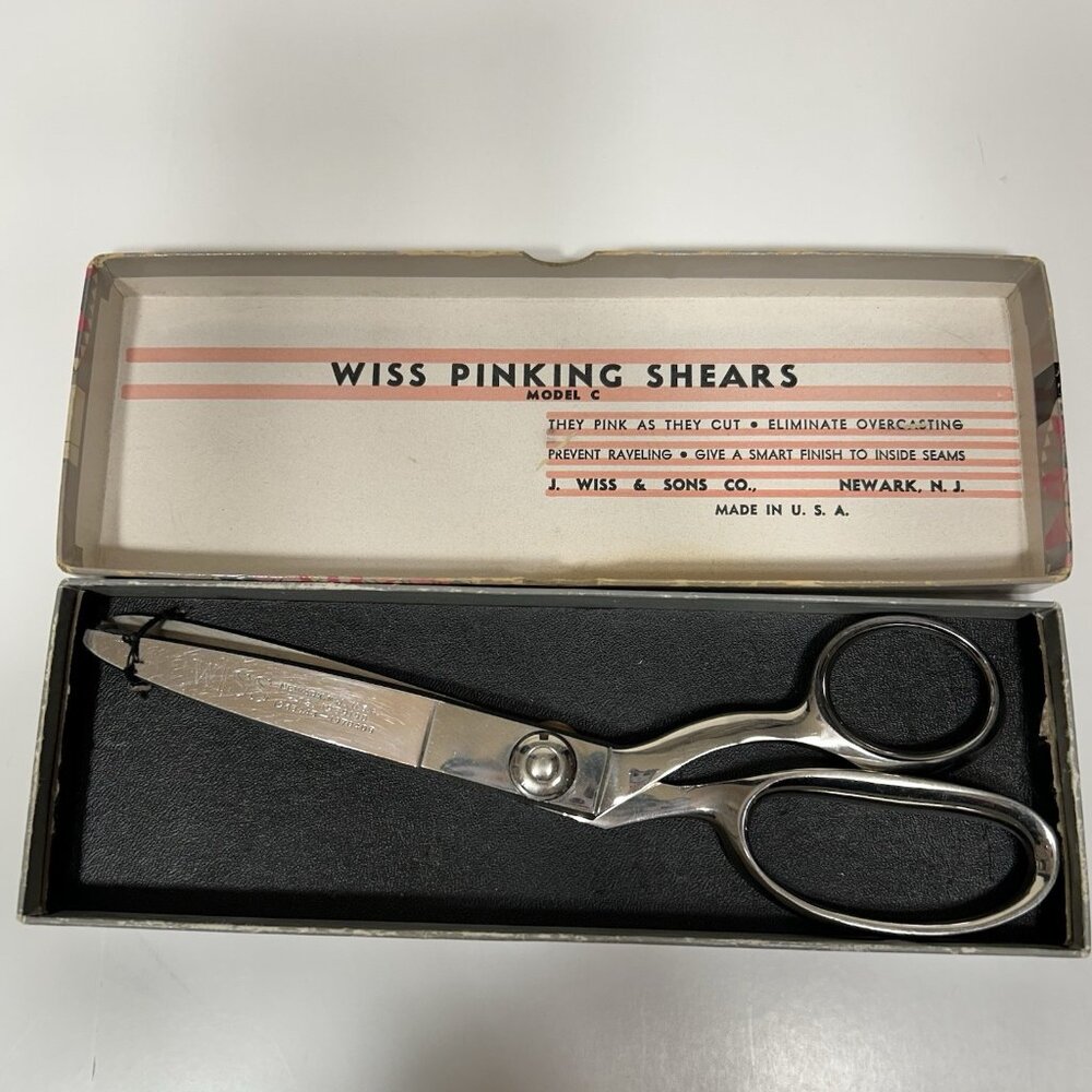 Vintage Wiss Pinking Shears Model C Newark, NJ USA J. Wiss & Sons W/Original Box